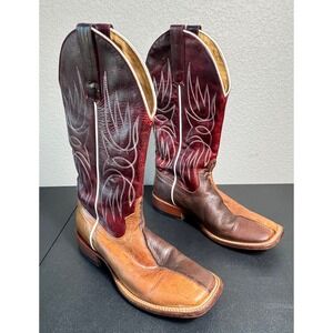 HP Horsepower Boots Mens Square Toe Leather Western Boots Size 8D Made in Mexico